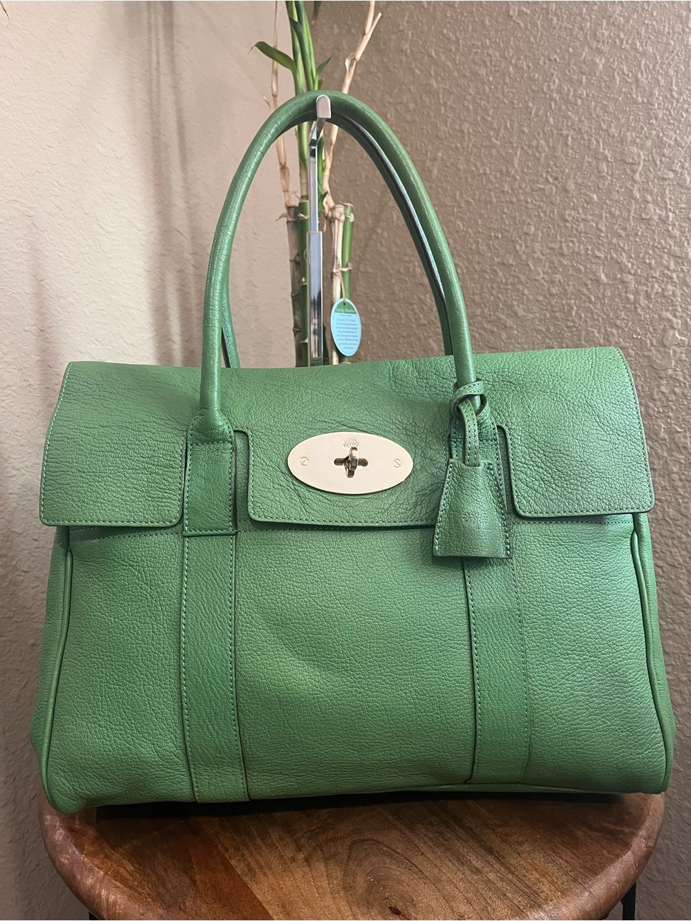 MULBERRY GREEN PEBBLED LEATHER BAYSWATER